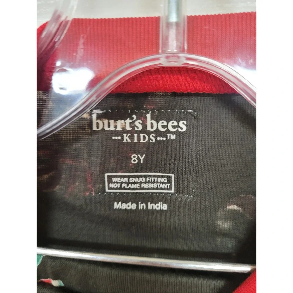 Burt's Bees Kids Holiday Pajamas Organic Cotton Bear Candy Cane 2pc Set 8Y NEW